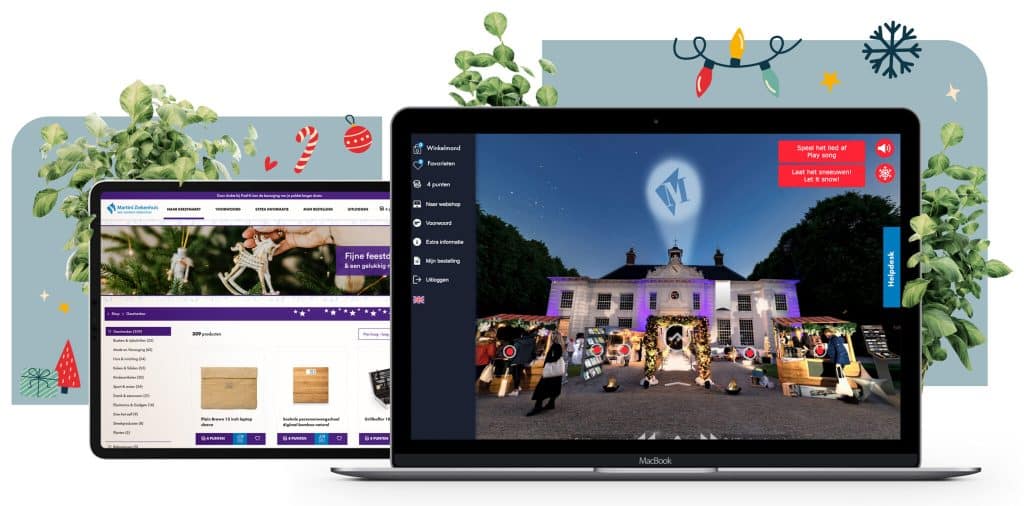 Virtuele kerstmarkt omgeving