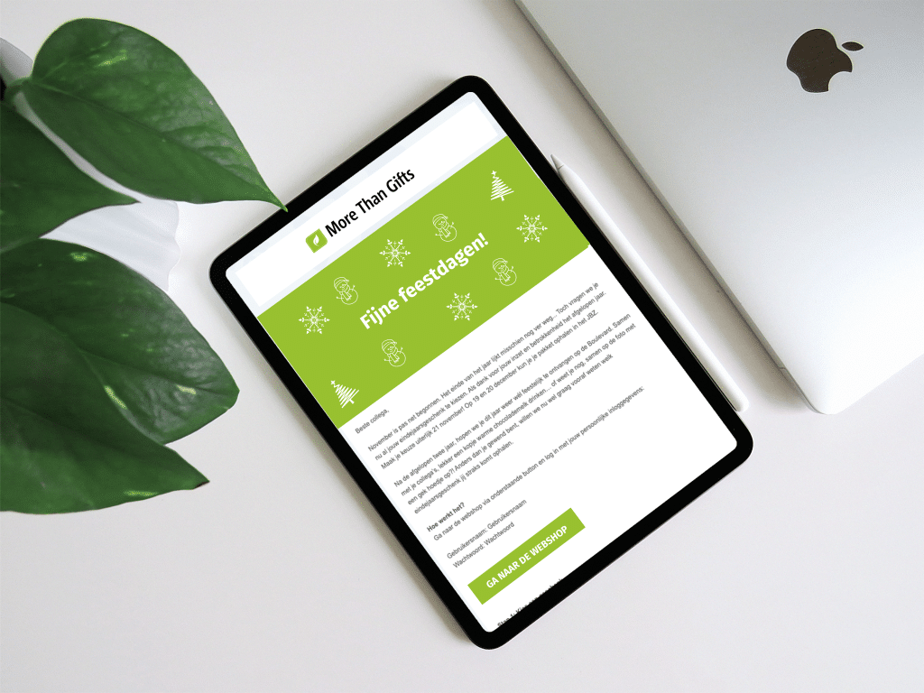 Digitale uitnodiging voor webshop More Than Gifts