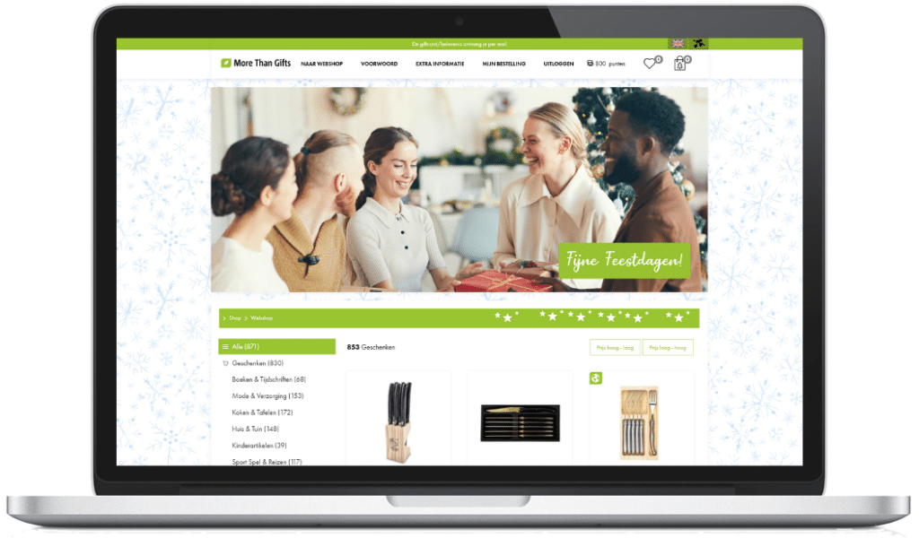 Webshop More Than Gifts op een latptop