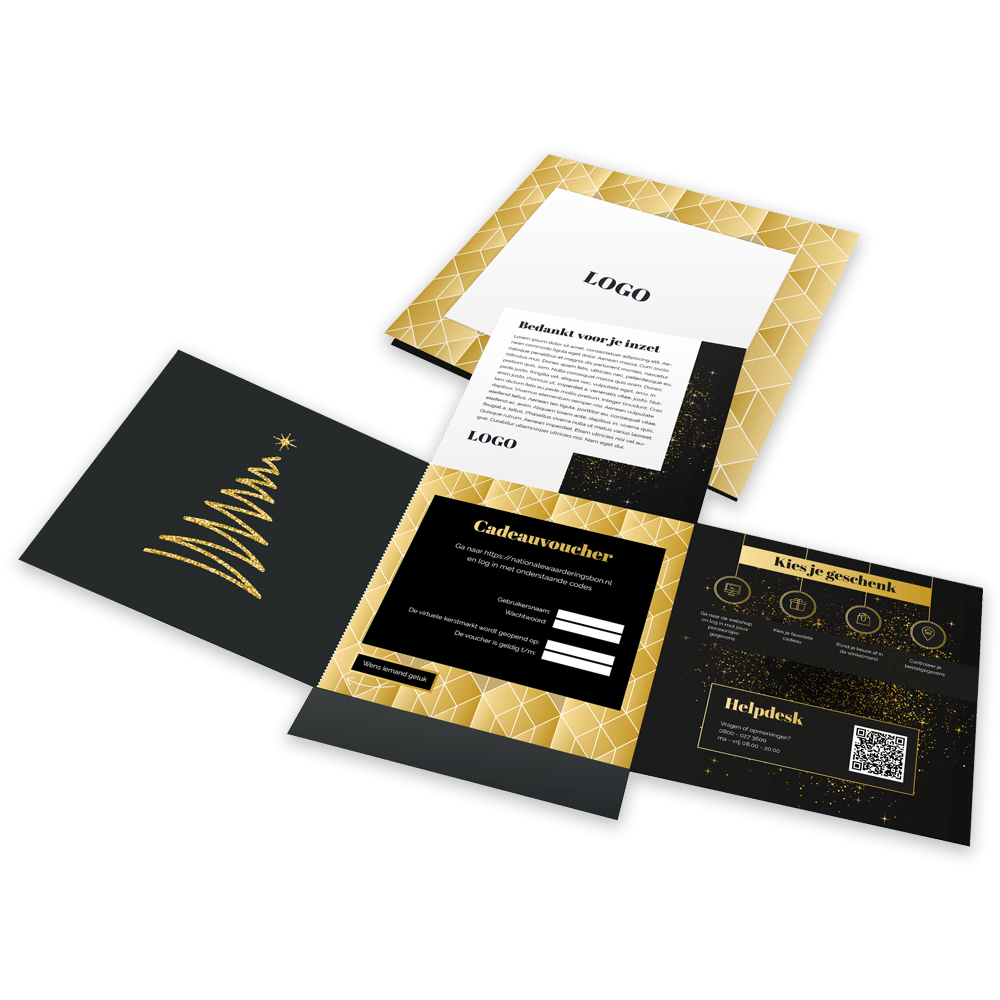 Vierluik cadeauvoucher voor kerstmarkt