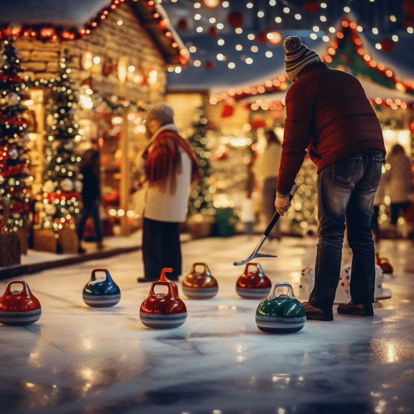 DOSSer_people_playing_curling__indoor__closeup_shot__christmasl_3ebb272b-85ed-41ab-8801-eb1cef9a3ec9 - More Than Gifts curling tijdens een kerstmarkt