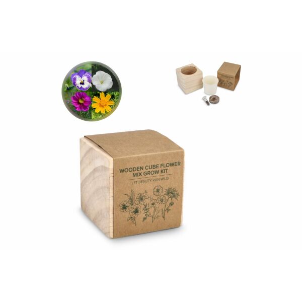 bloemenmix - More Than Gifts Houten plantenbakset bloemenmix