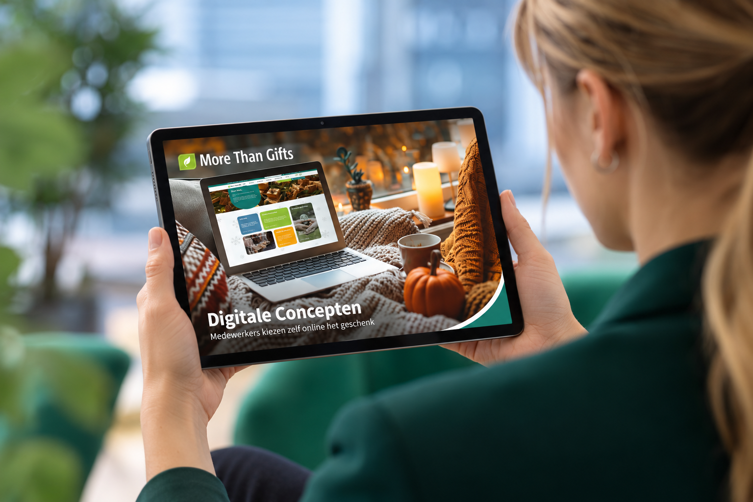 Digitale concepten op tablet - More Than Gifts Digitale kerstconcepten brochure