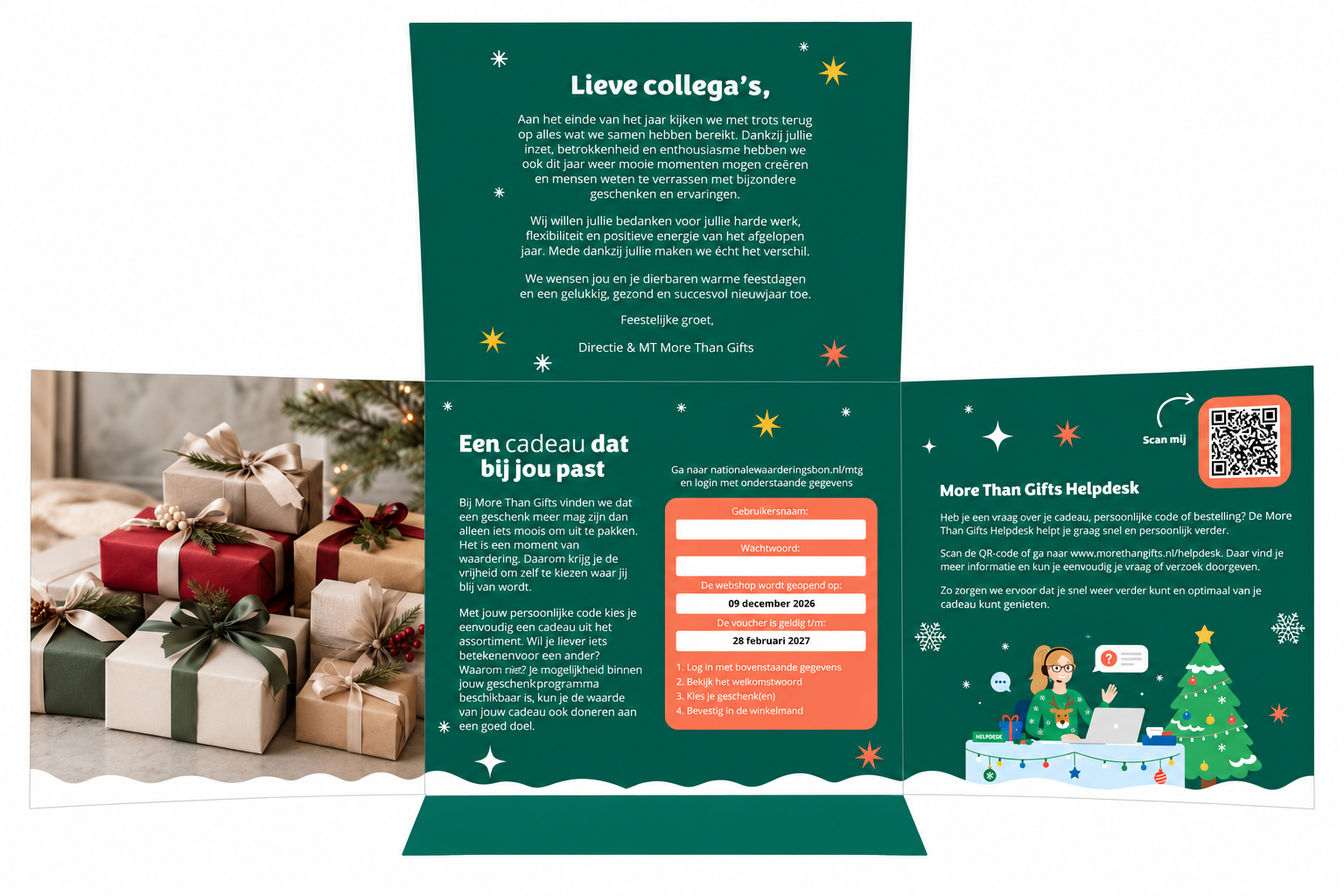 Feestelijke cadeaubon in groen en teal - More Than Gifts