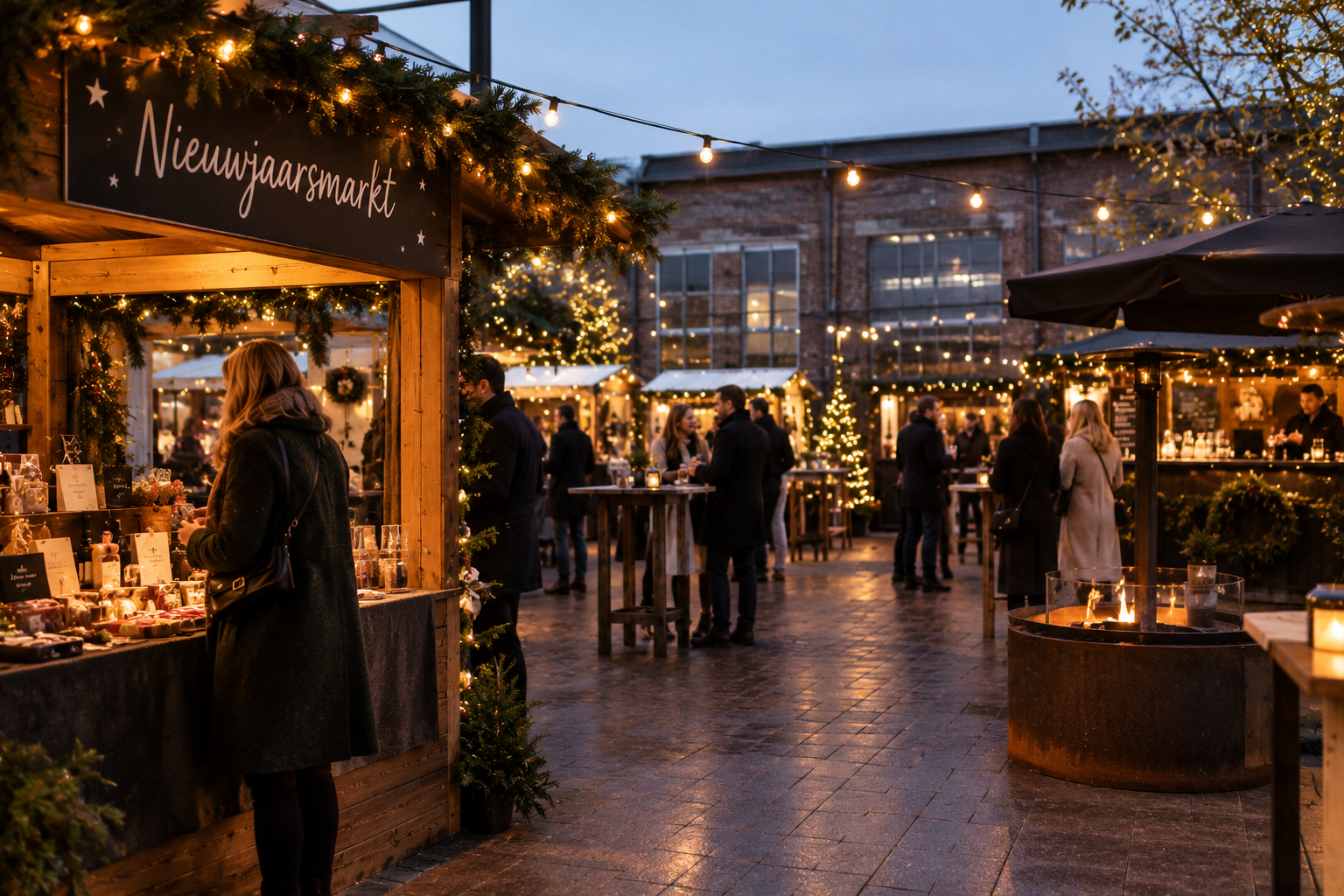 Sfeervolle Nieuwjaarsmarkt bij Avondlicht - More Than Gifts Nieuwjaarsmarkt voor personeel